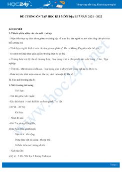 Đề cương ôn tập học kì 1 môn Địa lí 7 năm 2021 - 2022 có đáp án