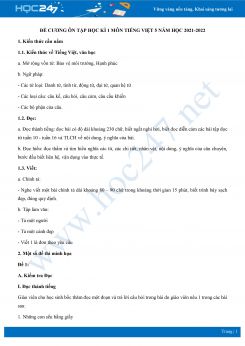 Đề cương ôn tập HK1 môn Tiếng Việt 5 năm học 2021-2022