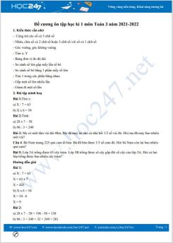 Đề cương ôn tập học kì 1 môn Toán 3 năm 2021-2022