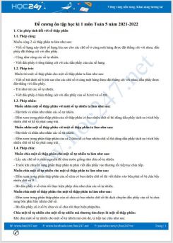 Đề cương ôn tập học kì 1 môn Toán 5 năm 2021-2022