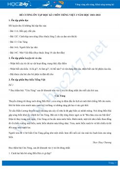 Đề cương ôn tập HK1 môn Tiếng Việt 3 năm học 2021-2022
