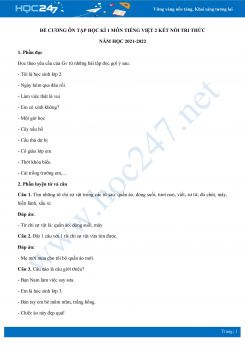 Đề cương ôn tập HK1 môn Tiếng Việt 2 Kết nối tri thức năm học 2021-2022