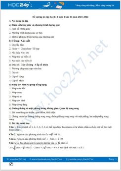 Đề cương ôn tập học kì 1 môn Toán 11 năm 2021-2022