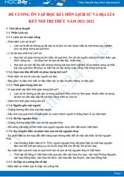 Đề cương ôn tập HK1 môn Lịch sử và Địa lí 6 Kết nối tri thức năm 2021-2022