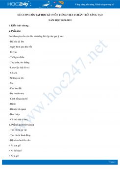 Đề cương ôn tập HK1 môn Tiếng Việt 2 Chân trời sáng tạo năm học 2021-2022