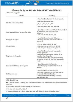 Đề cương ôn tập học kì 1 môn Toán 6 Kết nối tri thức năm 2021-2022