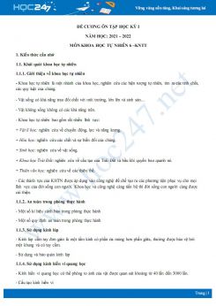 Đề cương ôn tập học kì 1 môn KHTN 6 Kết nối tri thức năm 2021 - 2022