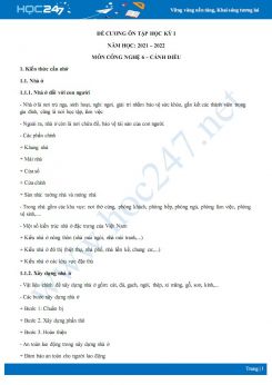 Đề cương ôn tập học kì 1 môn Công nghệ 6 Cánh diều năm 2021 - 2022
