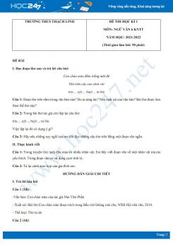 Đề thi HK1 môn Ngữ văn 6 Kết nối tri thức năm 2021-2022 Trường THCS Thạch Linh