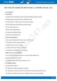 Đề cương ôn tập học kì 1 môn Tin học 6 Cánh diều năm 2021 - 2022 có đáp án