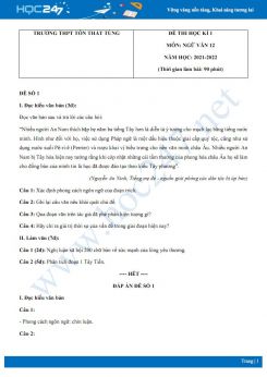 Bộ 4 đề thi HK1 môn Ngữ văn 12 có đáp án năm 2021-2022 Trường THPT Tôn Thất Tùng