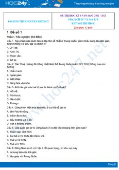 Bộ 4 đề thi HK1 môn Lịch sử và Địa lí 6 KNTT có đáp án năm 2021-2022 Trường THCS Nguyễn Khuyến