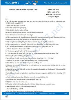 Bộ 4 đề thi HK1 môn Lịch sử 12 có đáp án năm 2021-2022 Trường THPT Nguyễn Thị Minh Khai