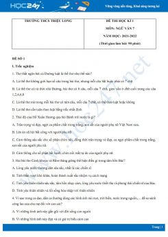 Bộ 5 đề thi HK1 môn Ngữ văn 7 có đáp án năm 2021-2022 Trường THCS Triệu Long