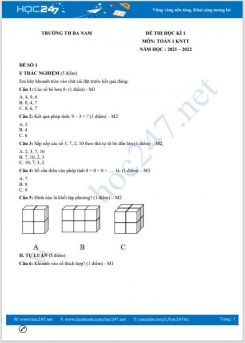Bộ đề thi HK1 môn Toán 1 KNTT có đáp án năm 2021-2022 Trường TH Ba Nam