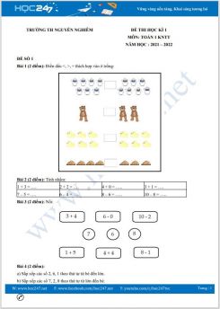 Bộ đề thi HK1 môn Toán 1 KNTT có đáp án năm 2021-2022 Trường TH Nguyễn Nghiêm