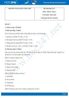 Bộ 4 đề thi HK1 môn Tiếng Việt 4 có đáp án năm 2021-2022 Trường TH Nguyễn Công Trứ