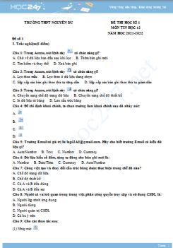 Bộ 5 đề thi HK1 môn Tin học 12 năm 2021-2022 có đáp án Trường THPT Lam Sơn