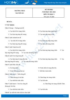 Bộ 4 Đề thi HK1 môn Tin học 9 năm 2021 - 2022 Trường THCS Nguyễn Du có đáp án