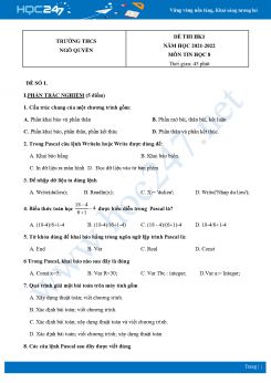 Bộ 4 Đề thi HK1 môn Tin học 8 năm 2021 - 2022 Trường THCS Ngô Quyền có đáp án