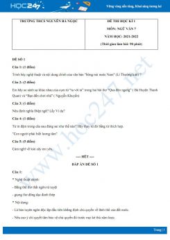 Bộ 5 đề thi HK1 môn Ngữ văn 7 có đáp án năm 2021-2022 Trường THCS Nguyễn Bá Ngọc