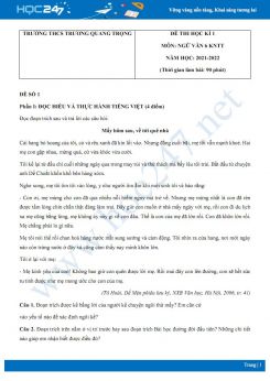 Bộ 3 đề thi HK1 môn Ngữ văn 6 Kết nối tri thức năm 2021-2022 Trường THCS Trương Quang Trọng