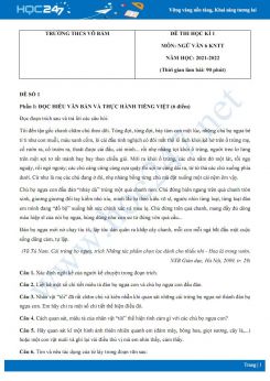 Bộ 4 đề thi HK1 môn Ngữ văn 6 Kết nối tri thức năm 2021-2022 Trường THCS Võ Bẩm