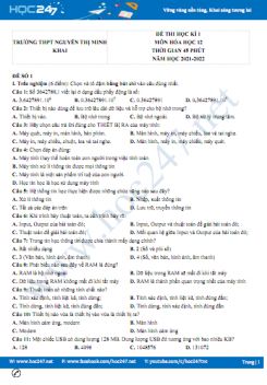 Bộ 5 đề thi HK1 môn Tin học 10 có đáp án năm 2021-2022 Trường THPT Nguyễn Thị Minh Khai