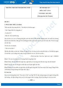 Bộ 5 đề thi HK1 môn Ngữ văn 8 có đáp án năm 2021-2022 Trường THCS Huỳnh Khương Ninh