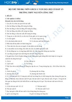 Bộ 5 đề thi HK1 môn GDCD 11 năm 2021-2022 có đáp án Trường THPT Nguyễn Công Trứ