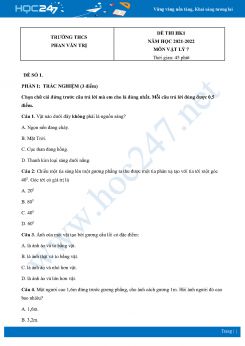 Bộ 4 Đề thi HK1 môn Vật Lý 7 năm 2021 - 2022 Trường THCS Phan Văn Trị có đáp án