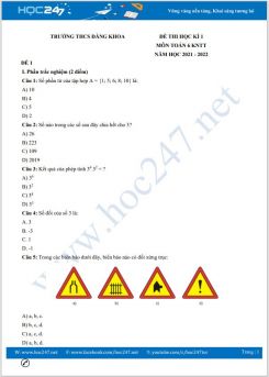 Bộ 3 đề thi HK1 môn Toán 6 KNTT có đáp án năm 2021-2022 Trường THCS Đăng Khoa
