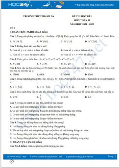 Bộ 4 đề thi HK1 môn Toán 11 có đáp án năm 2021-2022 Trường THPT Thanh Đa