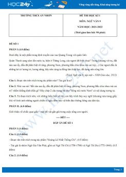 Bộ 5 đề thi HK1 môn Ngữ văn 9 có đáp án năm 2021-2022 Trường THCS An Nhơn