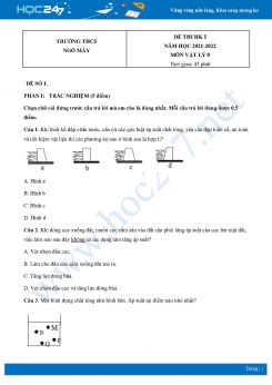 Bộ 4 Đề thi HK1 môn Vật Lý 8 năm 2021 - 2022 Trường THCS Ngô Mây có đáp án