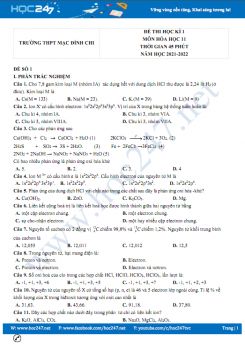 Bộ 5 đề thi HK1 môn Hóa học 11 có đáp án năm 2021-2022 Trường THPT Mạc Đỉnh Chi