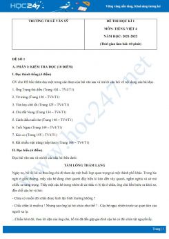Bộ 5 đề thi HK1 môn Tiếng Việt 4 có đáp án năm 2021-2022 Trường TH Lê Văn Sỹ