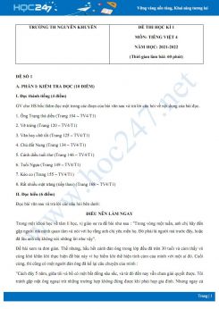 Bộ 5 đề thi HK1 môn Tiếng Việt 4 có đáp án năm 2021-2022 Trường TH Nguyễn Khuyến