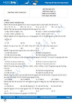 Bộ 4 đề thi HK1 môn Hóa học 10 có đáp án năm 2021-2022 Trường THPT Ninh Hải