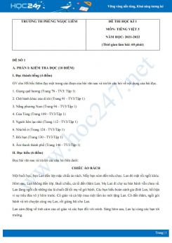 Bộ 5 đề thi HK1 môn Tiếng Việt 3 có đáp án năm 2021-2022 Trường TH Phùng Ngọc Liêm