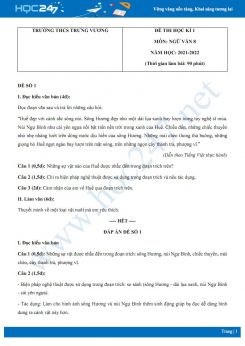 Bộ 5 đề thi HK1 môn Ngữ văn 8 có đáp án năm 2021-2022 Trường THCS Trưng Vương