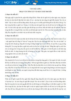 Đoạn văn tóm tắt văn bản Tuổi thơ tôi