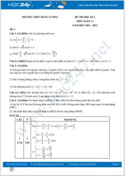 Bộ 4 đề thi HK1 môn Toán 11 có đáp án năm 2021-2022 Trường THPT Hùng Vương