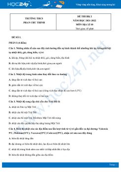 Bộ 5 Đề thi HK1 môn Địa Lí 10 năm 2021 - 2022 Trường THPT Phan Chu Trinh có đáp án
