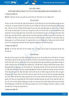 Tổng hợp những đoạn văn về văn bản Hội thổi cơm thi ở Đồng Vân