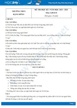 Bộ 5 đề thi HK1 môn GDCD 8 năm 2021-2022 có đáp án Trường THCS Rạng Đông