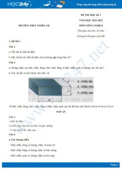 Bộ 5 đề thi HK1 môn Công nghệ 8 năm 2021-2022 - Trường THCS Nghĩa Lộ có đáp án