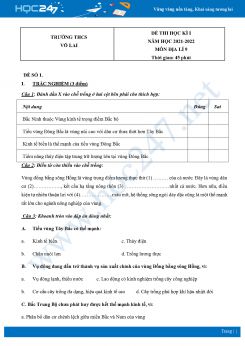 Bộ 5 Đề thi HK1 môn Địa Lí 9 năm 2021 - 2022 Trường THCS Võ Lai có đáp án