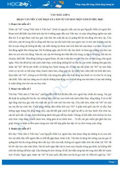 Đoạn văn nêu cảm nhận của em về văn bản Một năm ở Tiểu học