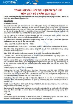 Tổng hợp câu hỏi tự luận ôn tập HK1 môn Lịch sử 9 năm 2021-2022